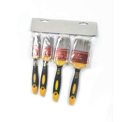 Paint Brush Set 4PCS Paint Brush with rubber plastic handle with PVC bag  with header